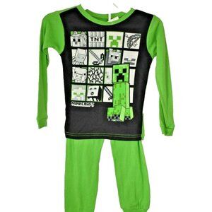 Mojang Minecraft Kids Size 6 Green 2 Piece Pajama Set New